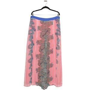 Secil Red Flowy Wide Leg Pants Mercan Size Large (TR 44)